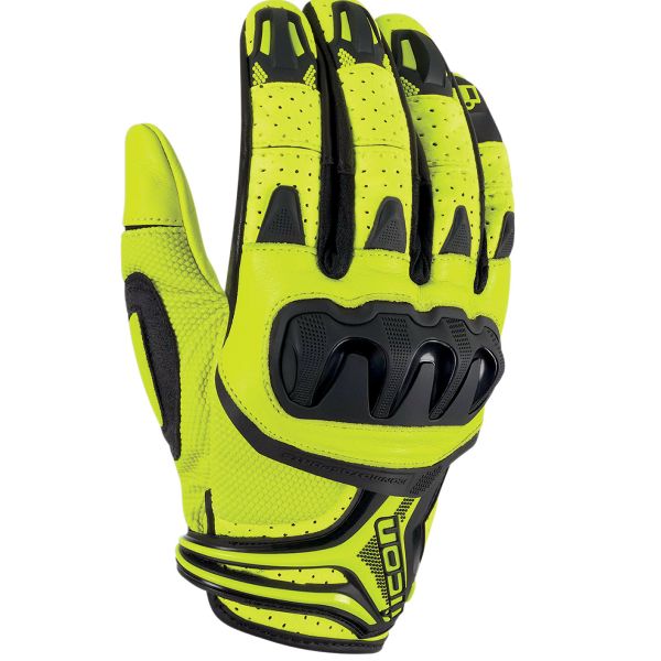 Motorcycle Gloves Icon Overlord Resistance Hi Viz Yellow At The Best Price Icasque Co Uk